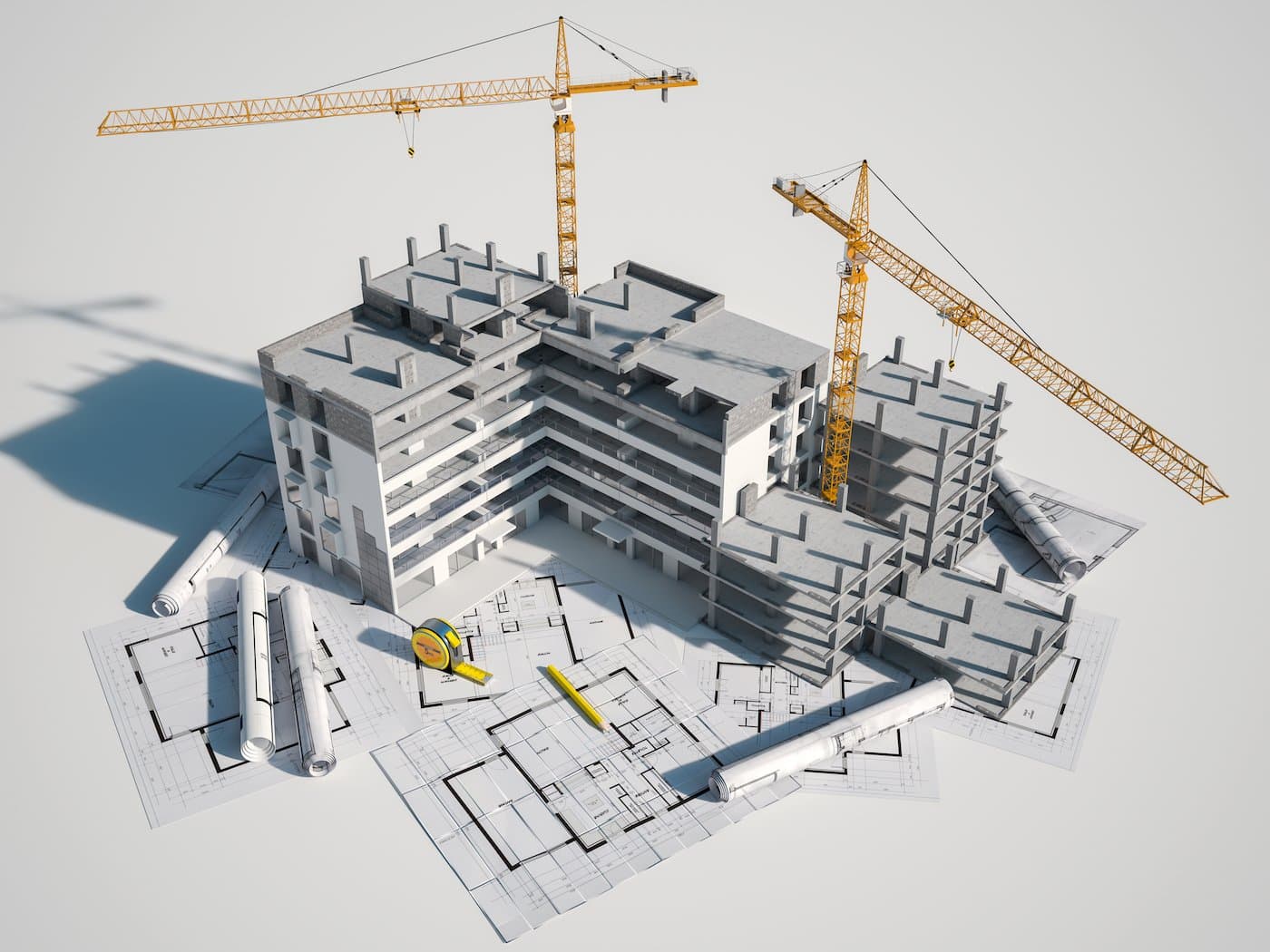 Construction site with plans
